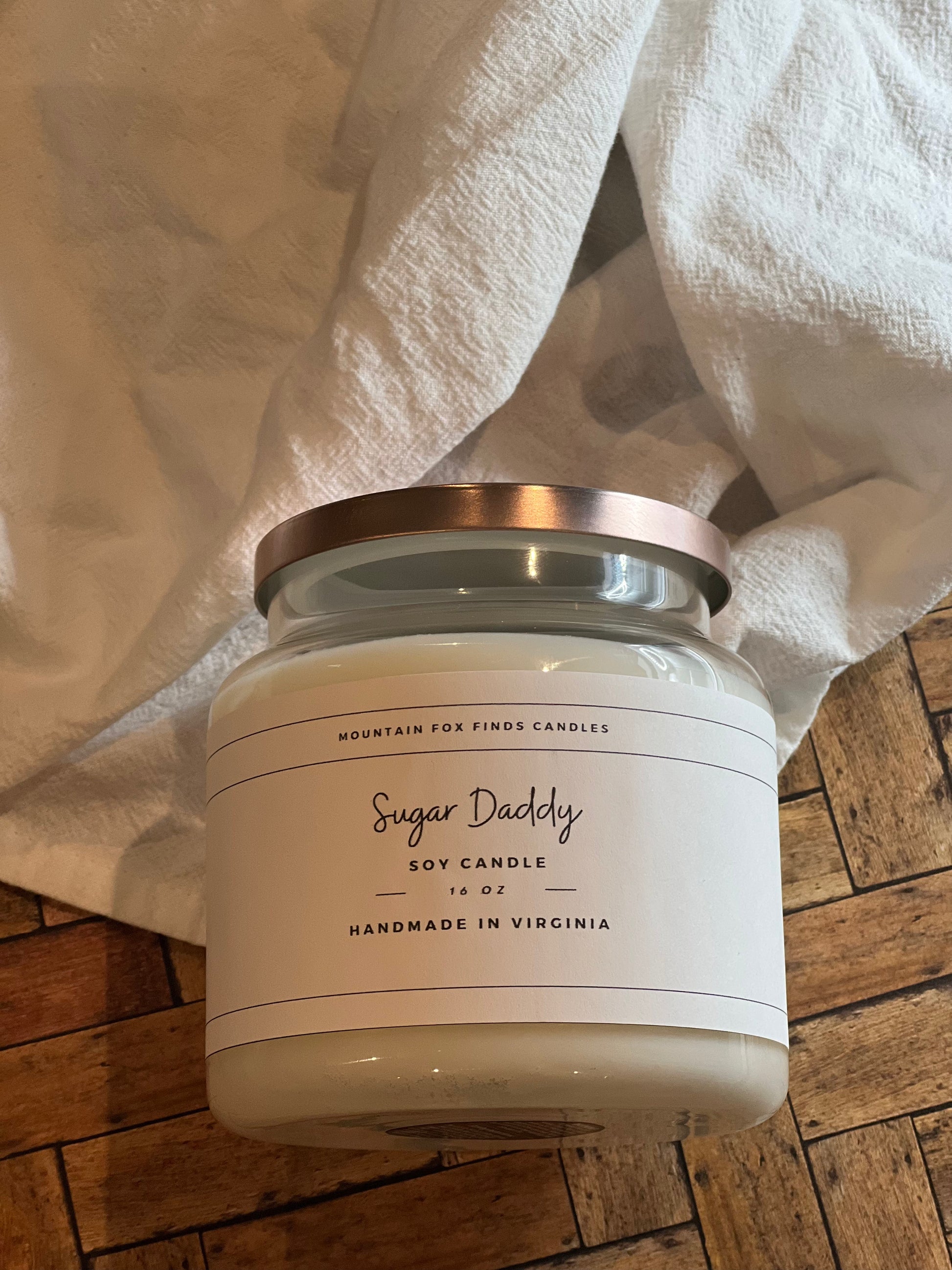 Sugar Daddy Apothecary Jar Soy Wax Candle Above Side Multi Background