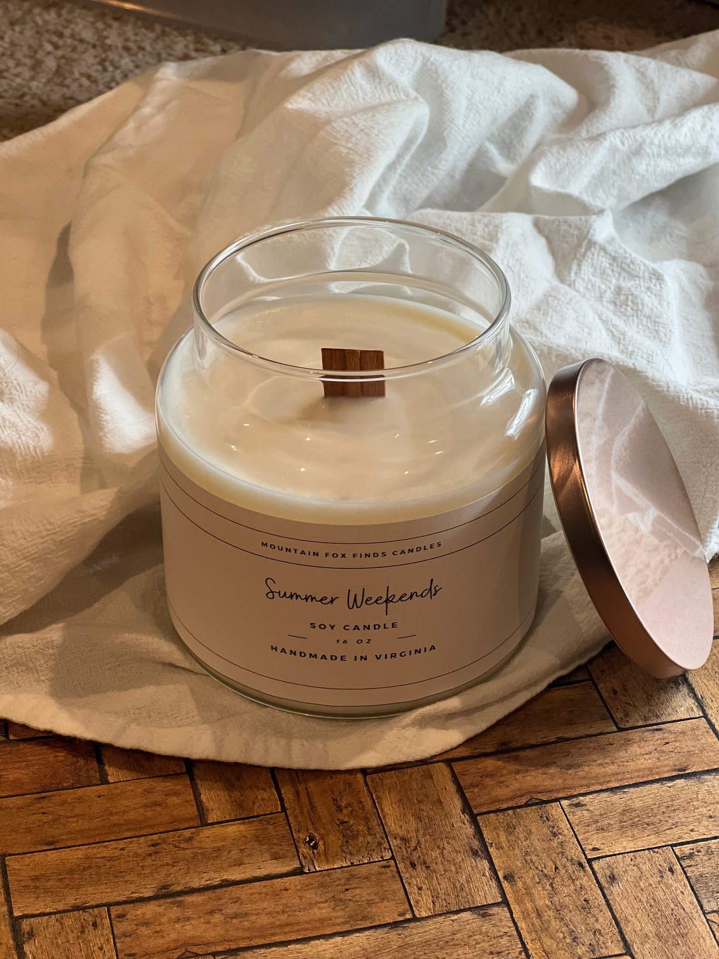 Summer Weekends Apothecary Jar Soy Wax Candle Front Side