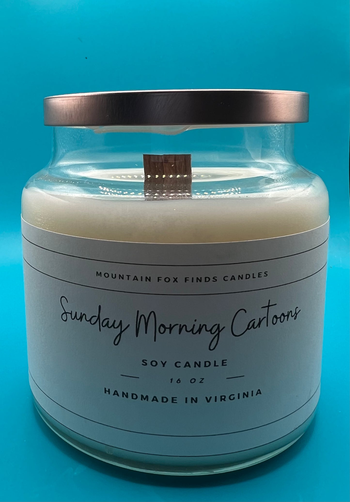 Sunday Morning Cartoons Apothecary Jar Soy Wax Candle Front Side