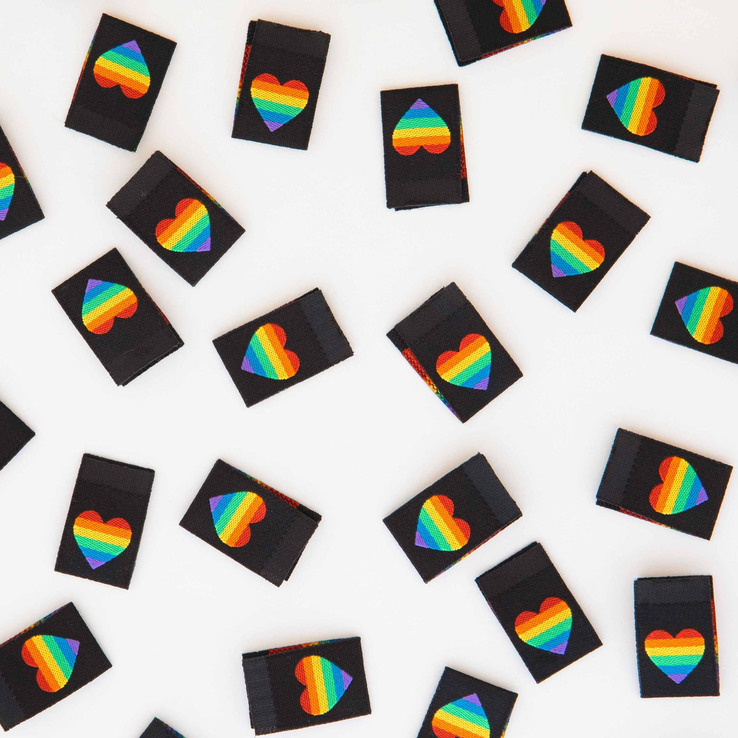 Rainbow Heart Woven Sewing Labels