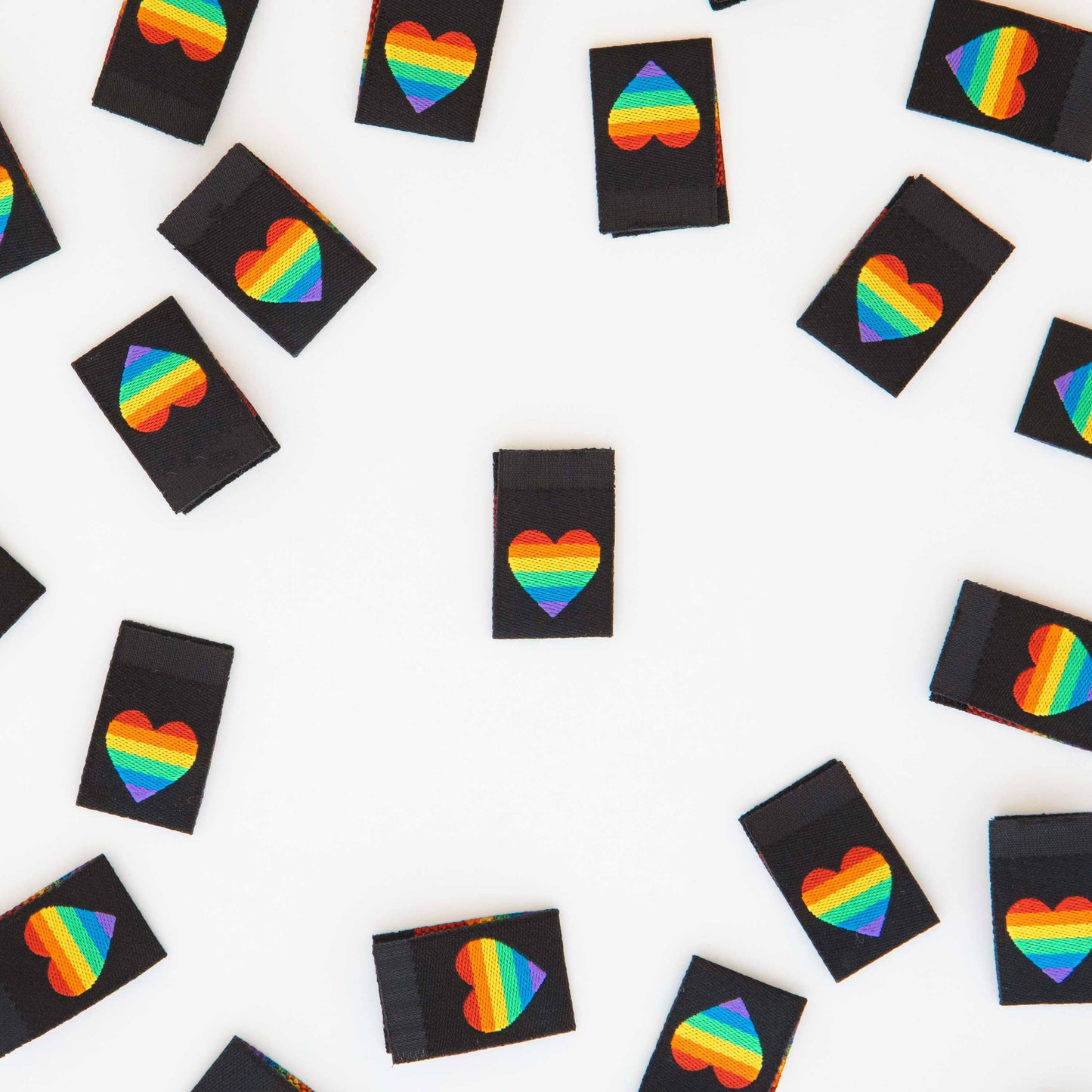 Rainbow Heart Woven Sewing Labels