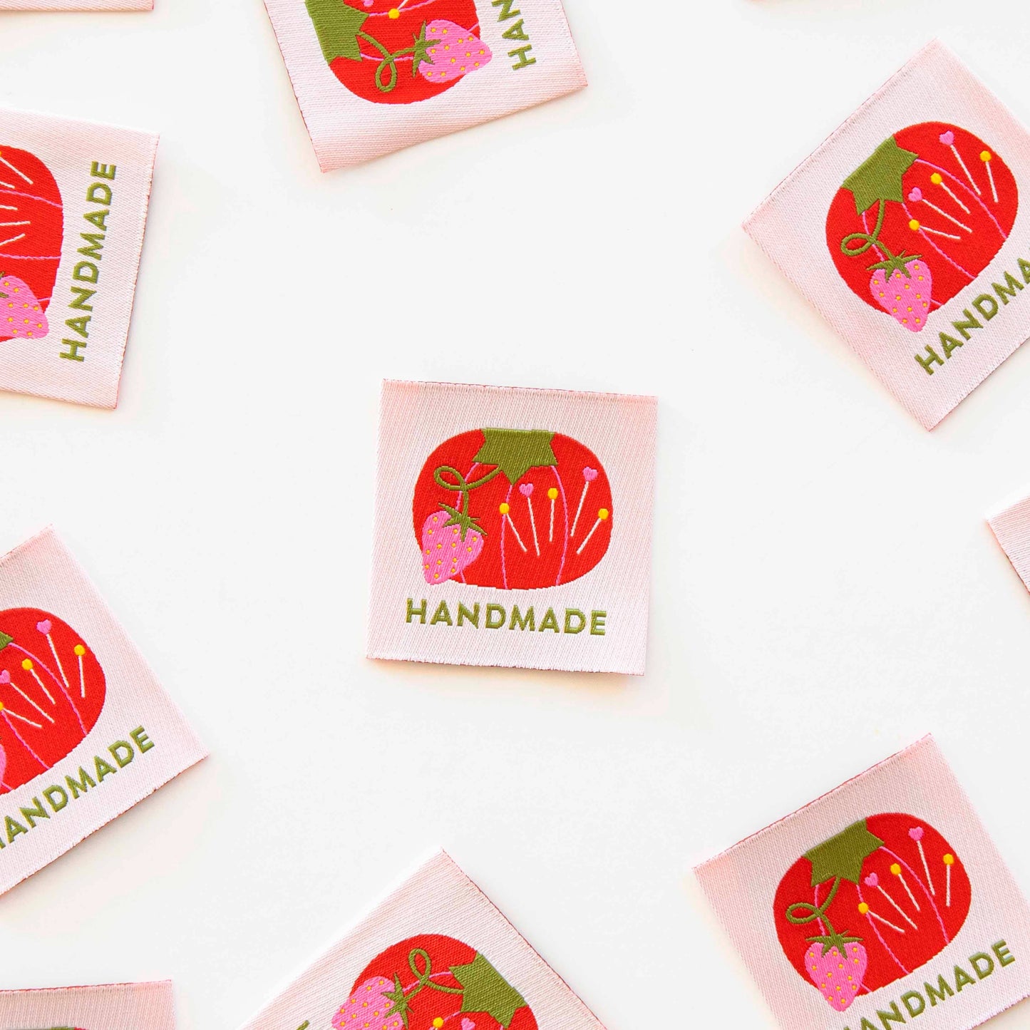 Tomato Pincushion Handmade Large Woven Sewing Labels