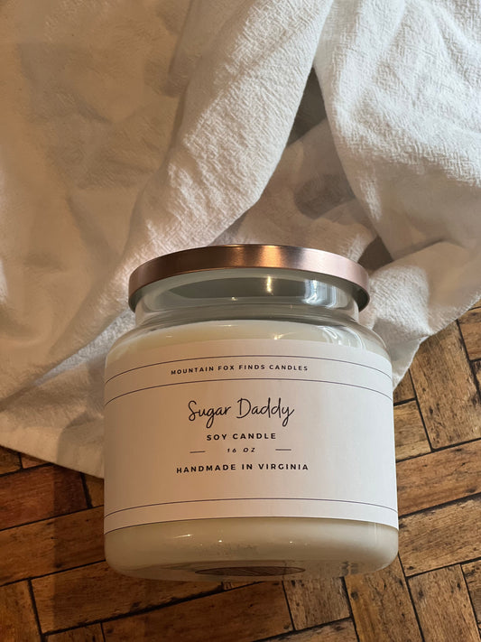 Sugar Daddy Apothecary Jar Soy Wax Candle Above Side Multi Background