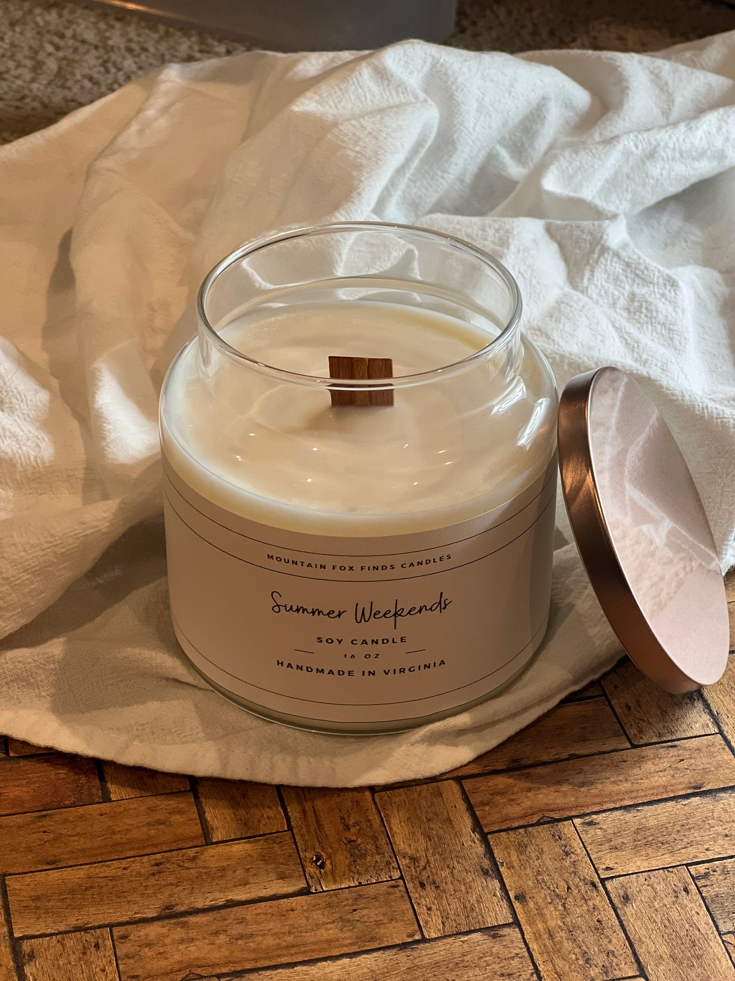 Summer Weekends Apothecary Jar Soy Wax Candle Front Side 