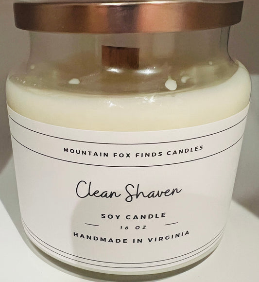 Clean Shaven Apothecary Jar - Soy Wax Candle Front Side