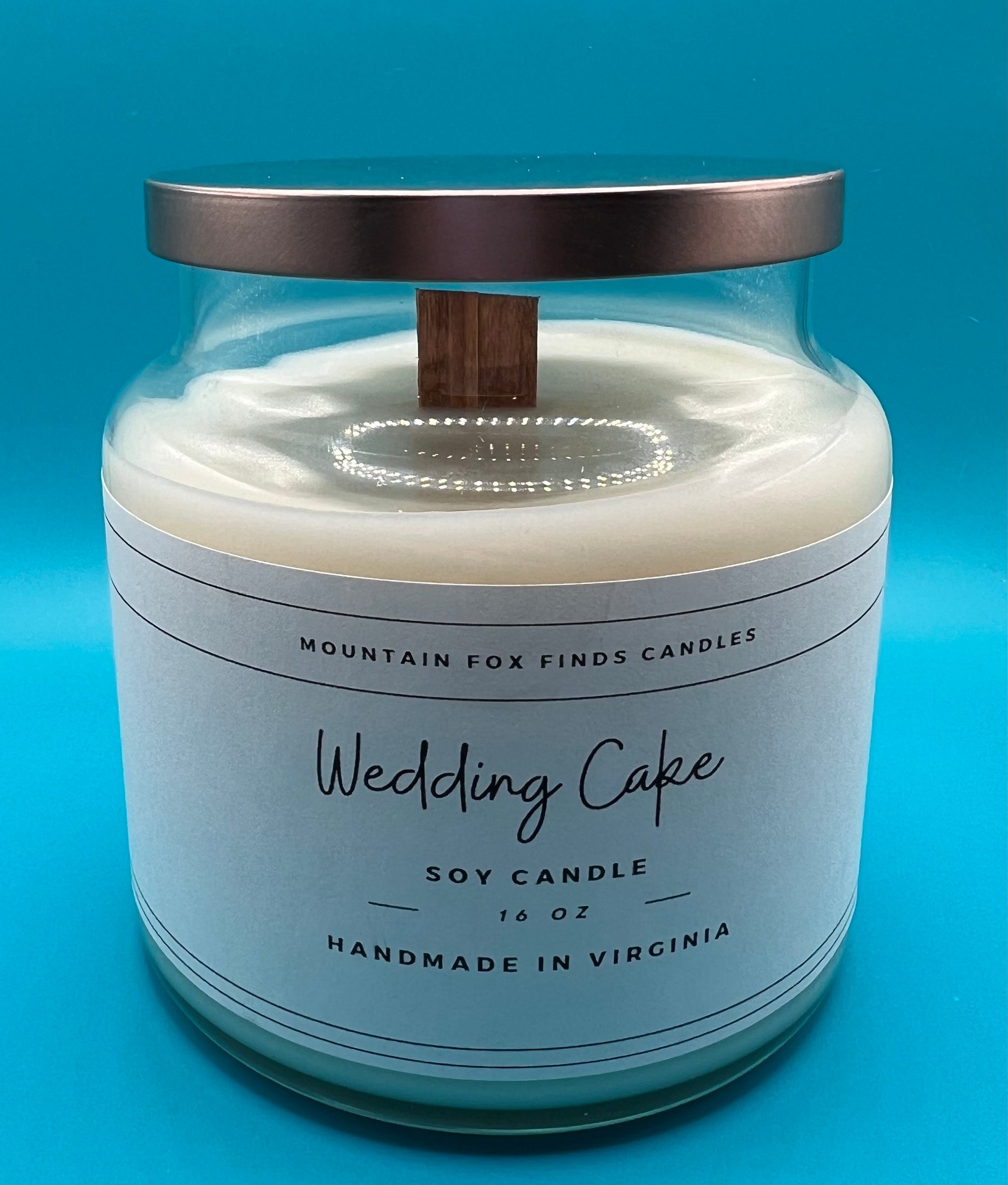 Wedding Cake Apothecary Jar Soy Wax Candle Front Side