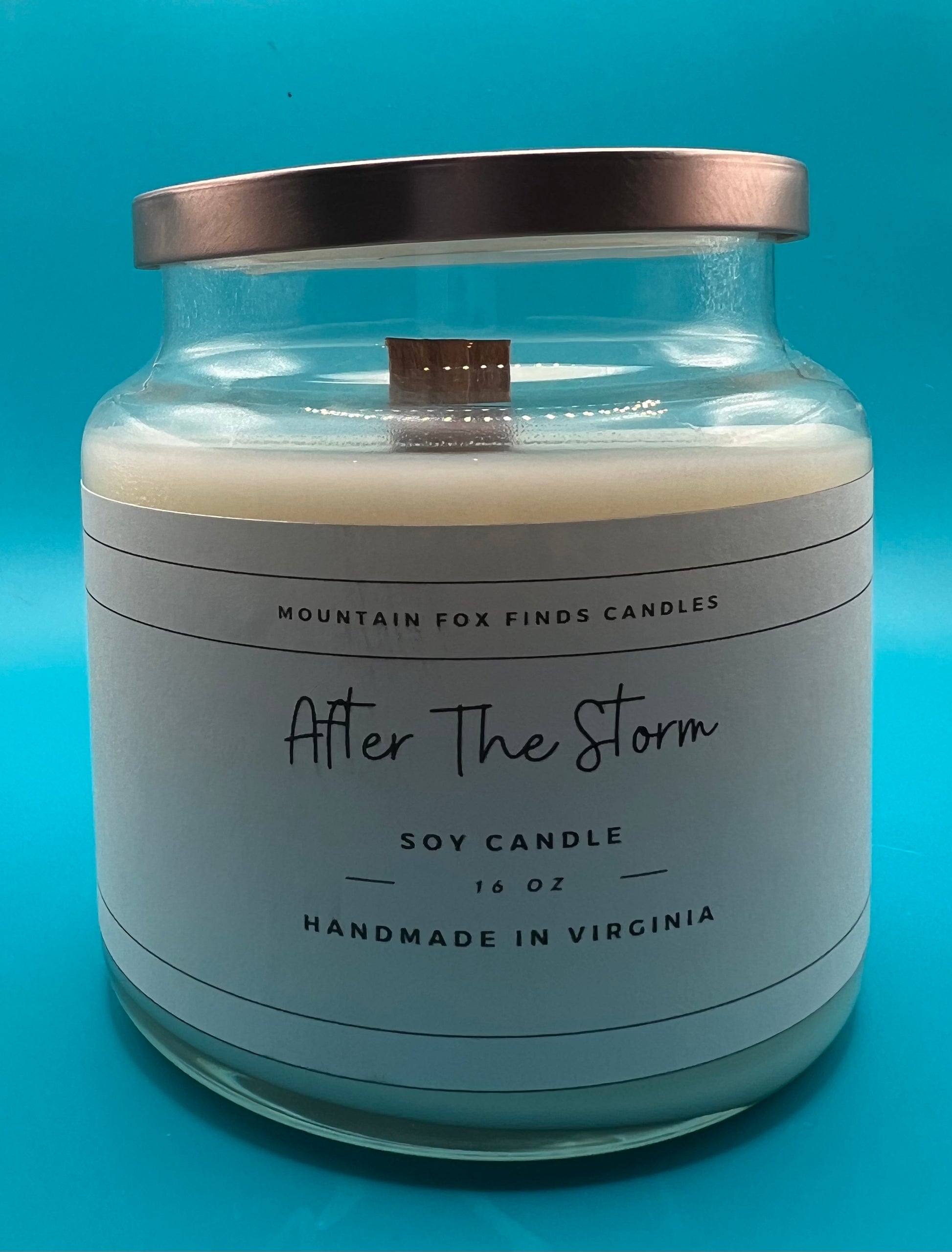 After the Storm Apothecary Jar Soy Wax Candle Front Side