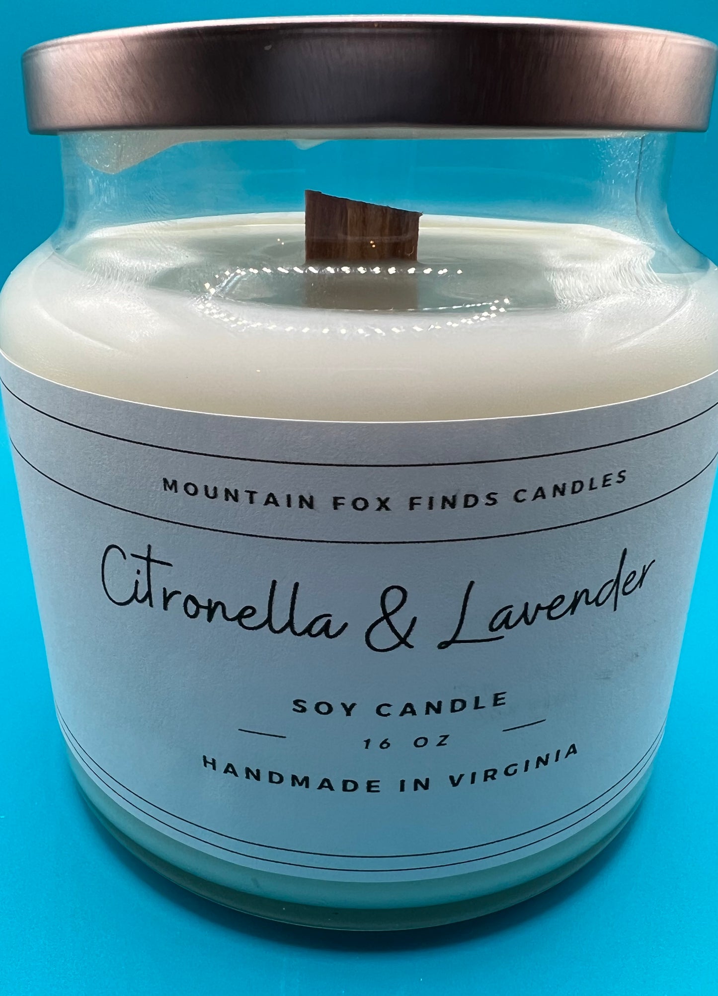 Citronella and Lavender Apothecary Jar Soy Wax Candle Close Side