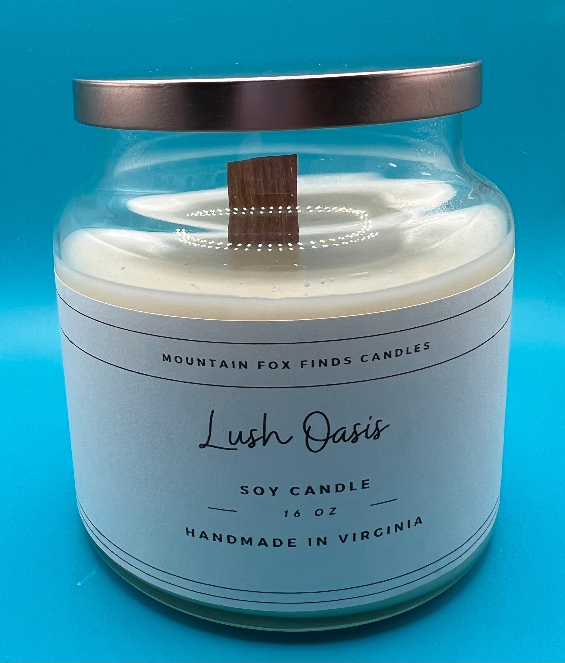 Lush Oasis Apothecary Jar Soy Wax Candle Front Side