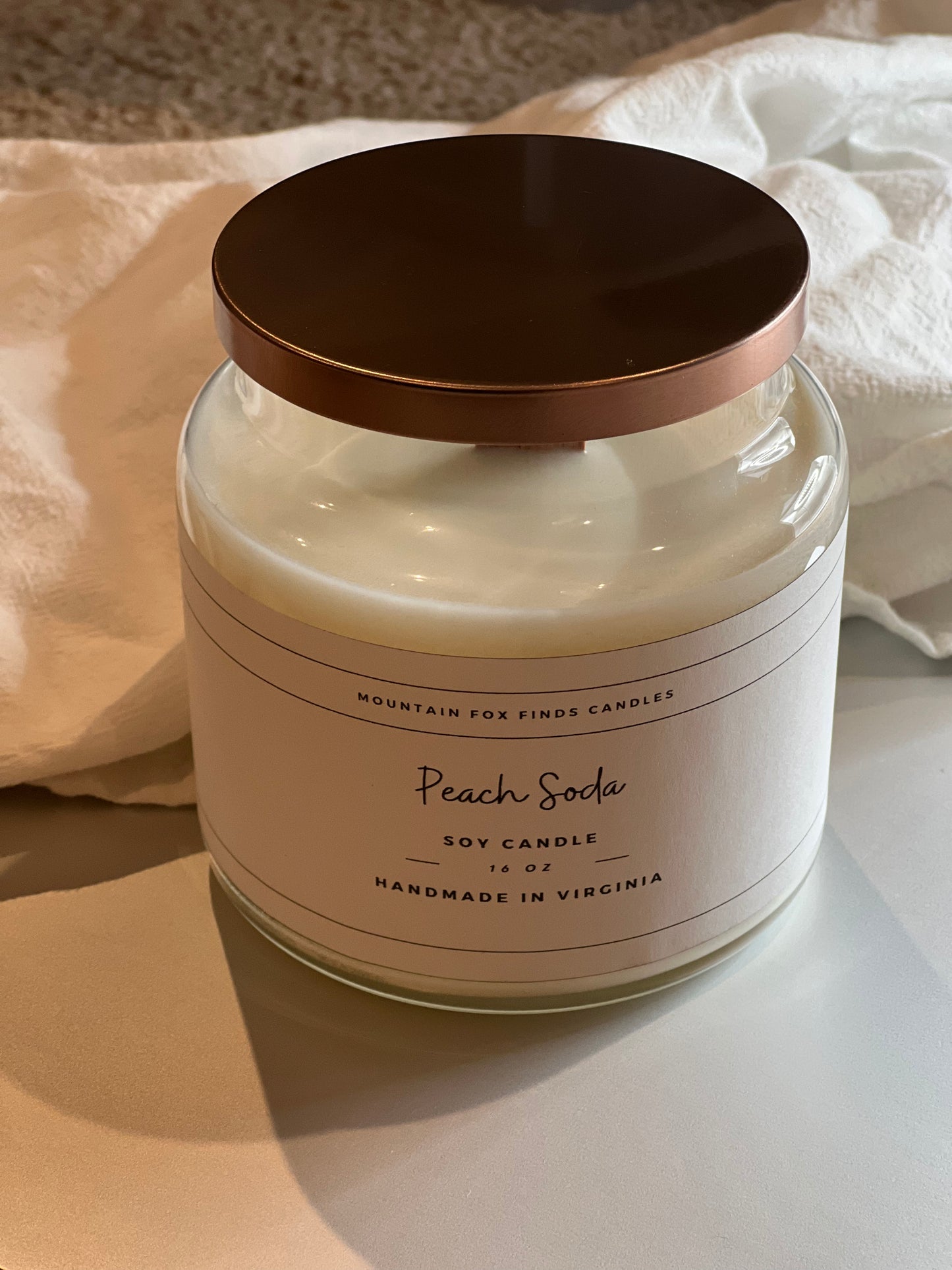 Peach Soda Apothecary Jar Soy Wax Candle Above Side