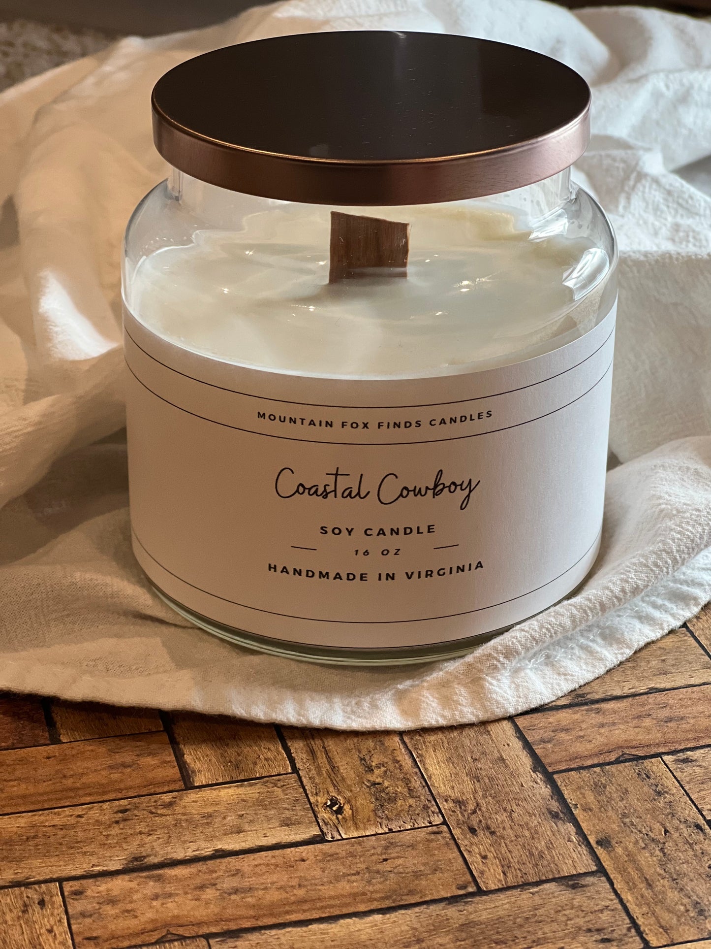 Coastal Cowboy Apothecary Jar Soy Wax Candle Front Side