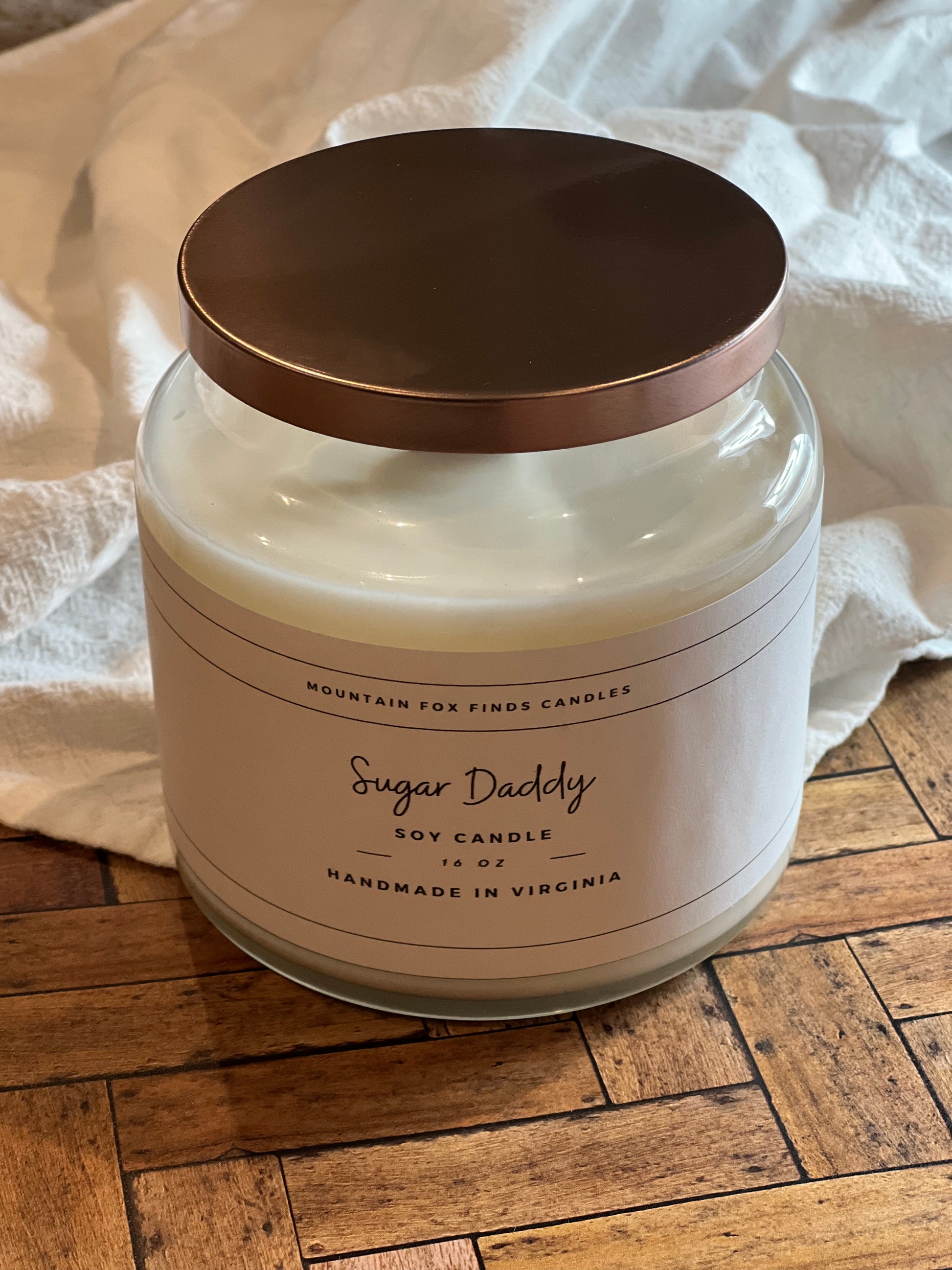 Sugar Daddy Apothecary Jar Soy Wax Candle Front Side Multi Background