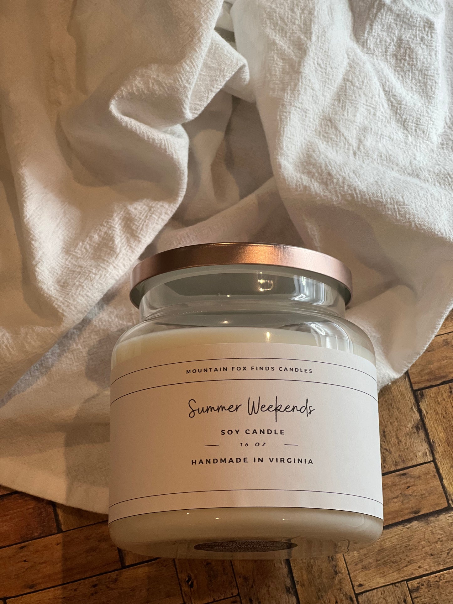 Summer Weekends Apothecary Jar Soy Wax Candle Above Side