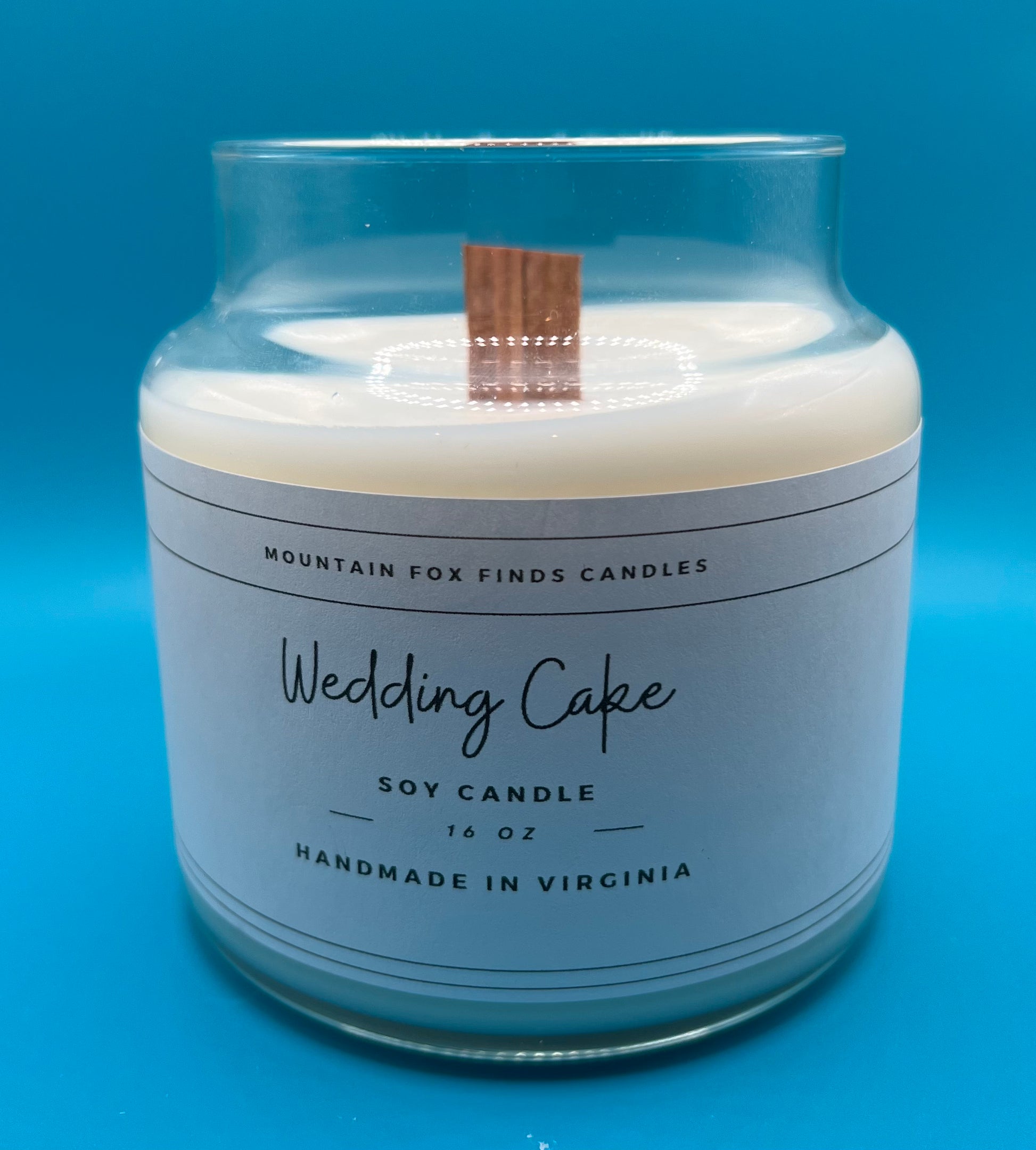 Wedding Cake Apothecary Jar Soy Wax Candle Lid Removed