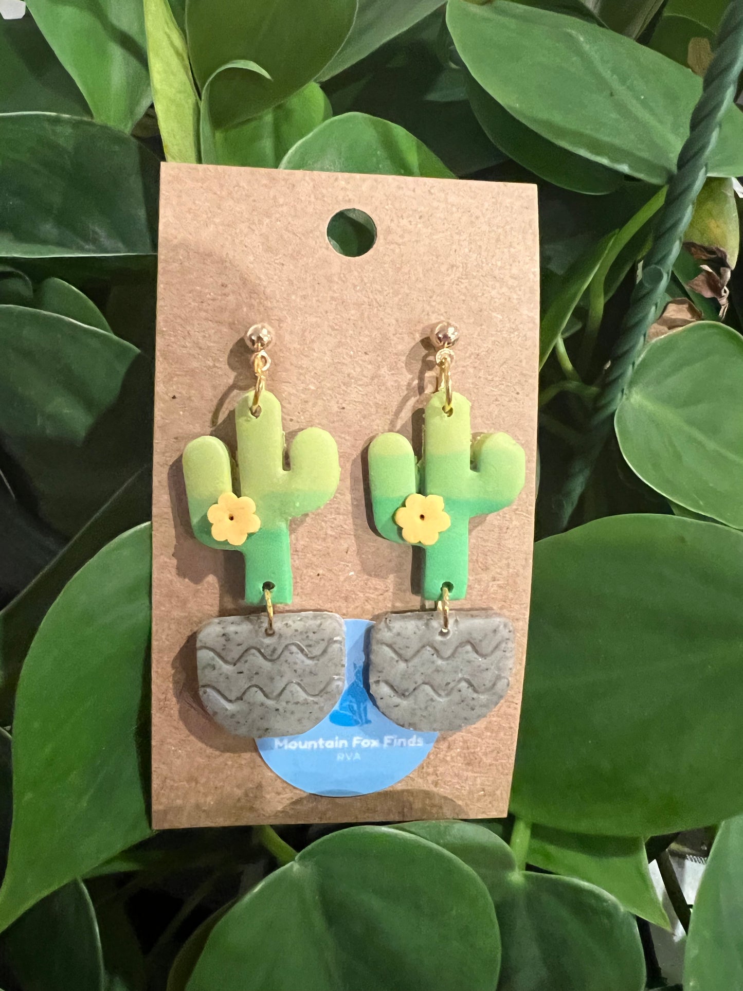 Cactus Dangles with Stone and Peach