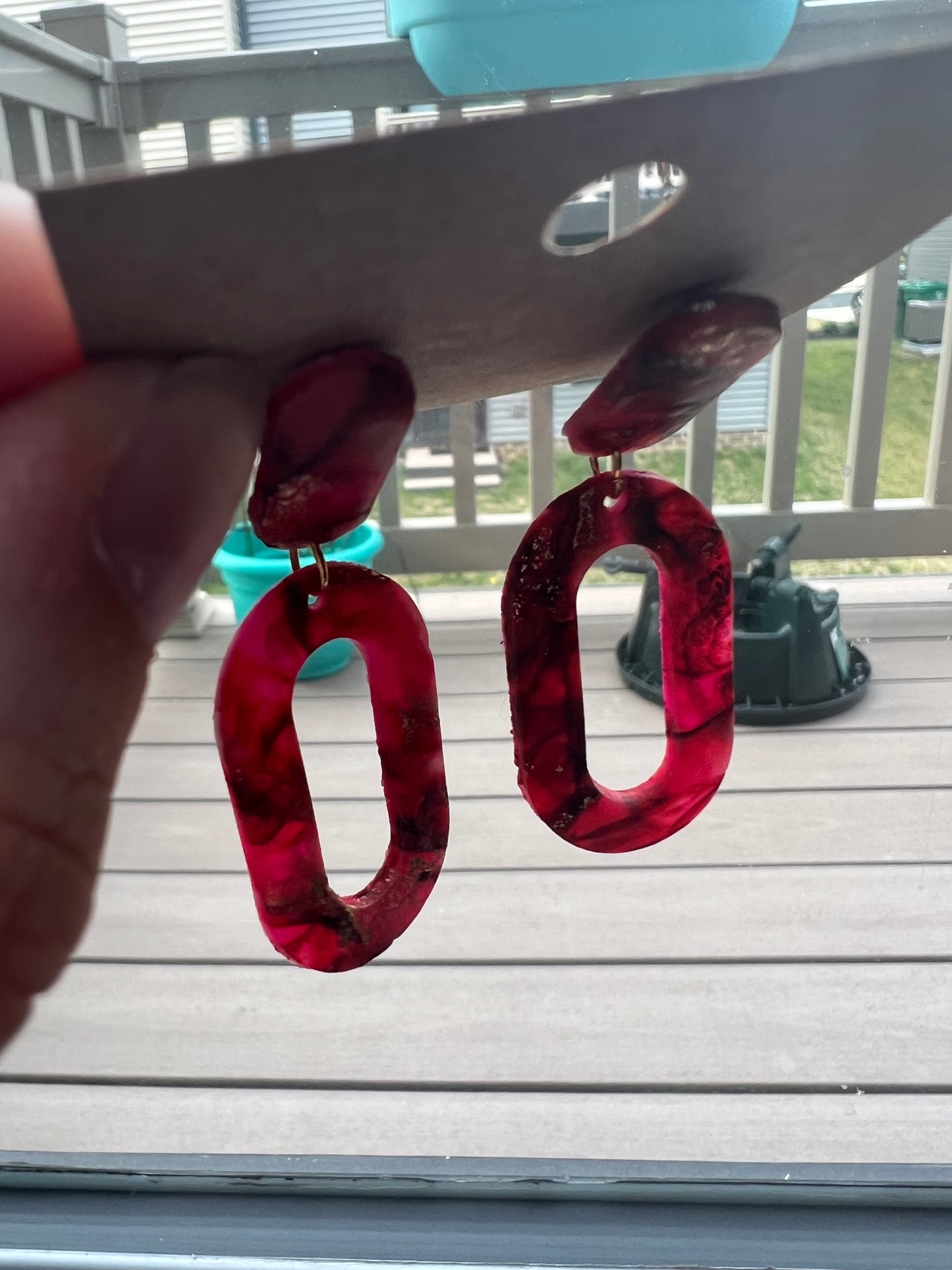 Cranberry Stained Glass Dangles